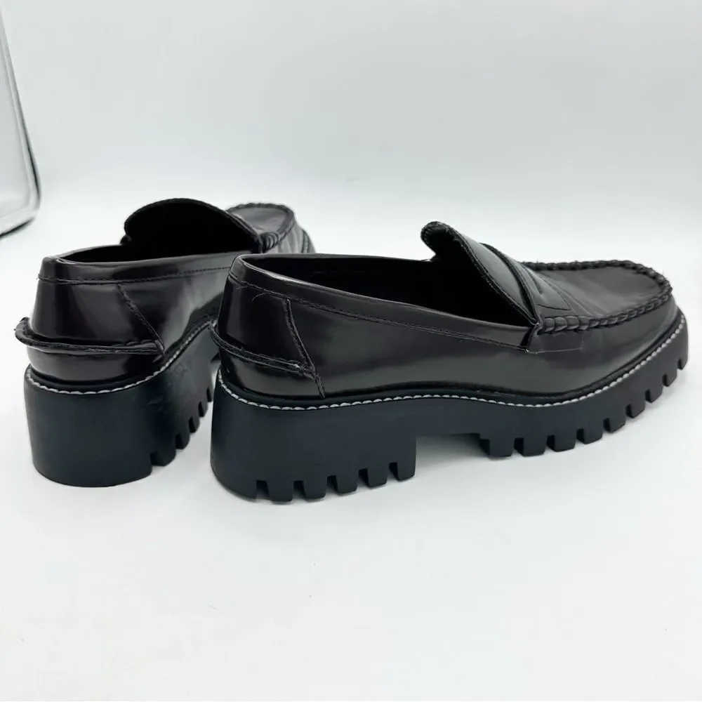 Mango Track Sole Faux Leather Slip-On Loafer with Track‎ Sole Deep Burgundy 7.5 - Picture 6 of 14